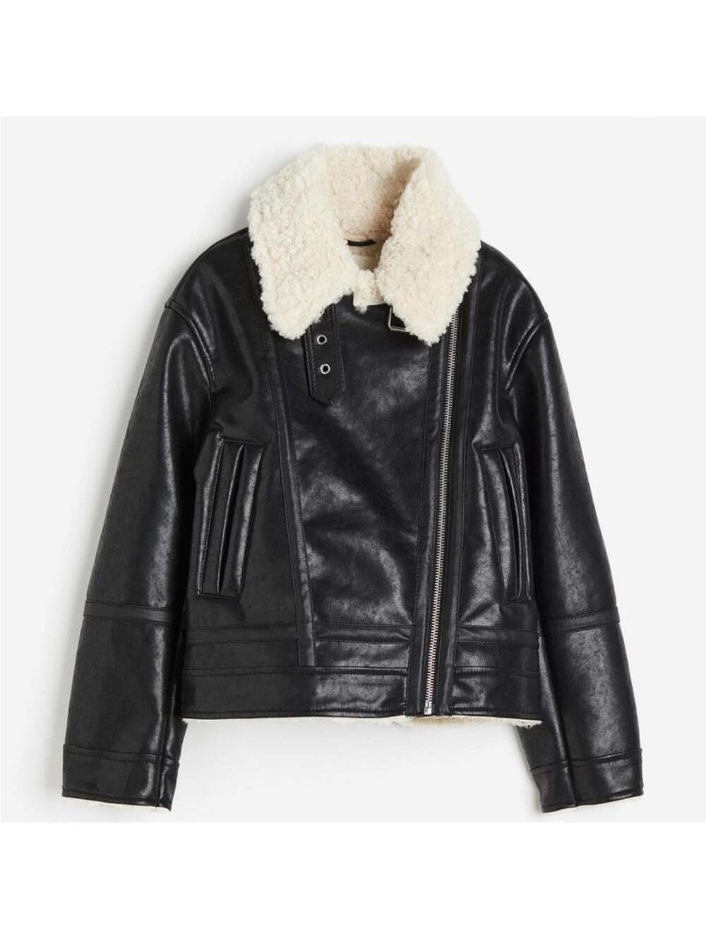 BNWT H&M Vegan Leather Aviator Jacket size medium